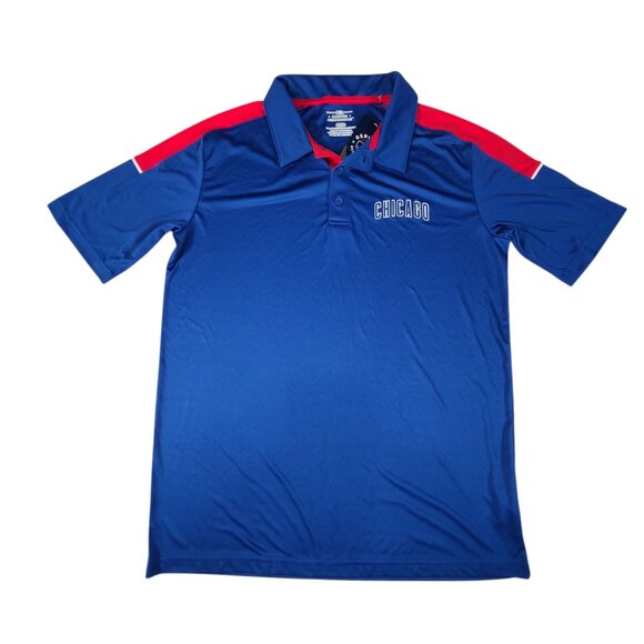 Chicago Cubs Performance Polo Embroidered Logo Mens Large 1/4 Button Blue NWT - Picture 1 of 9